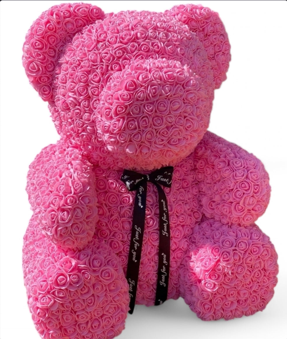 Jumbo Faux Rose Bear (Pink)